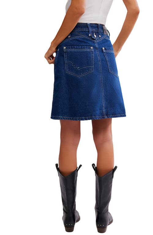 Free People X We The Free Suzy Denim Midi Skirt In Blue