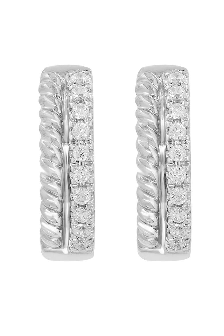 Sterling Silver Diamond Hoop Earrings, Alternate, color, SILVER