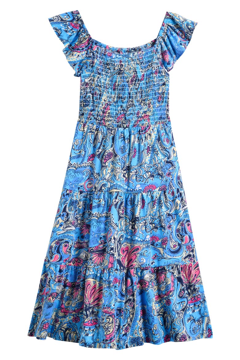 Kids' Mini Jilly Tiered Smocked Midi Dress, Alternate, color, MULTI PAISLEY PARADE