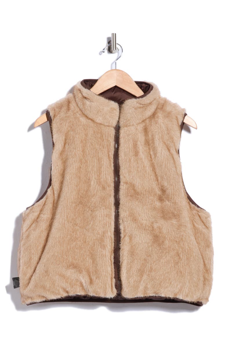 Reversible Faux Fur Vest, Alternate, color, DARK ESPRESSO