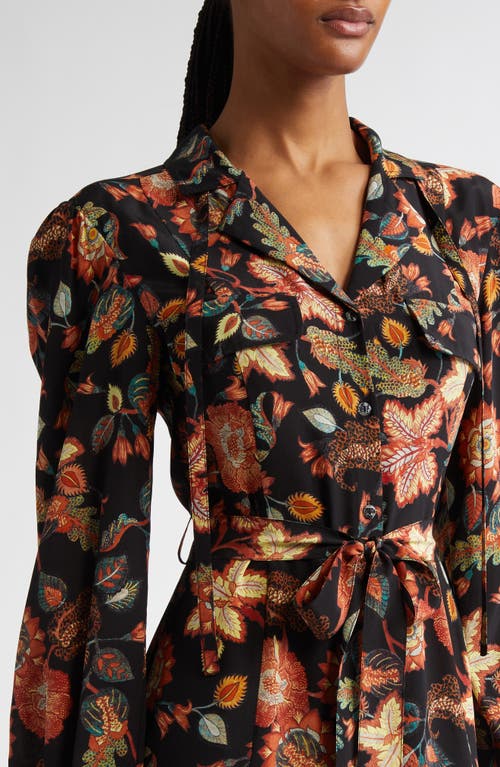 Ulla Johnson Giselle Floral Long Sleeve Silk Shirtdress