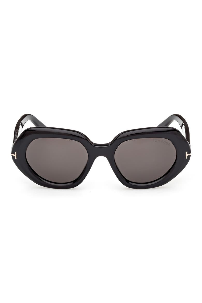 51mm Geometric Sunglasses, Main, color, SHINY BLACK / SMOKE
