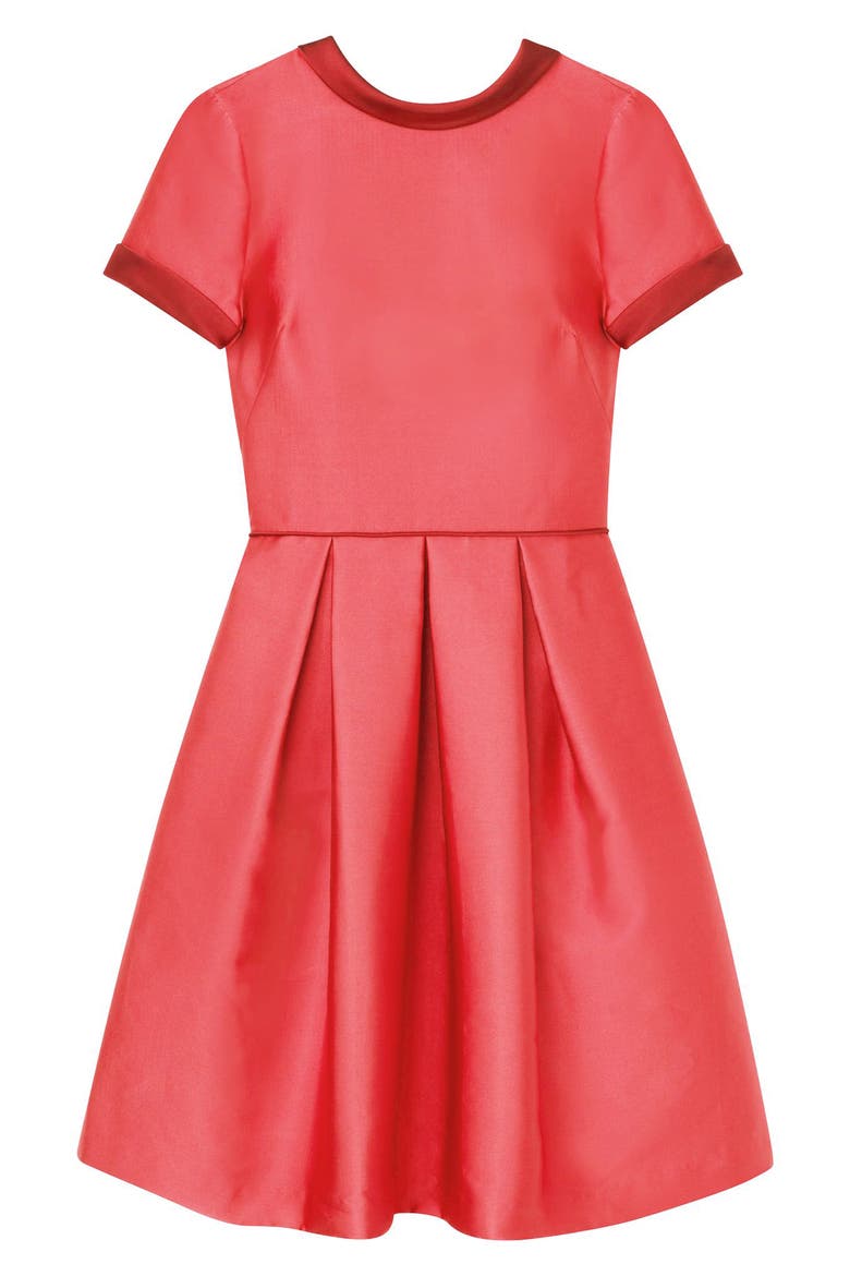 Annabelle Bow Back Double Face Satin Dress, Alternate, color, PINK/ RED