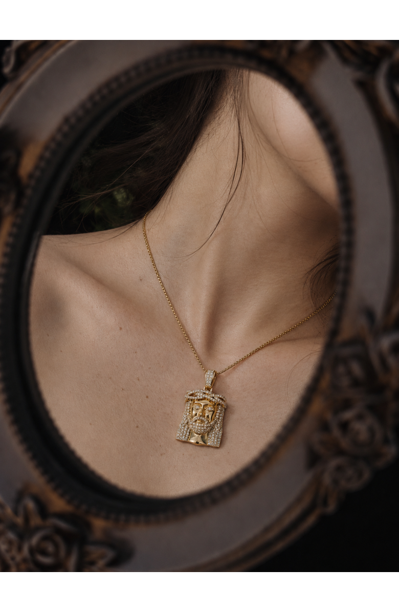 LuvMyJewelry Divine Radiance 10K Gold 0.9 Ct Diamond Jesus Pendant, Alternate, color, 10K Yellow Gold