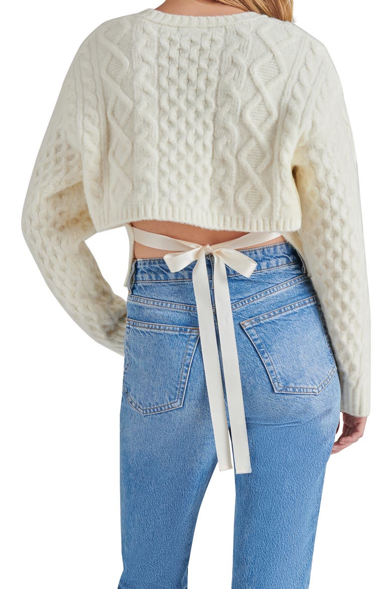 Kessie Tie Back Cable Stitch Sweater, Alternate, color, WHISPER WHITE