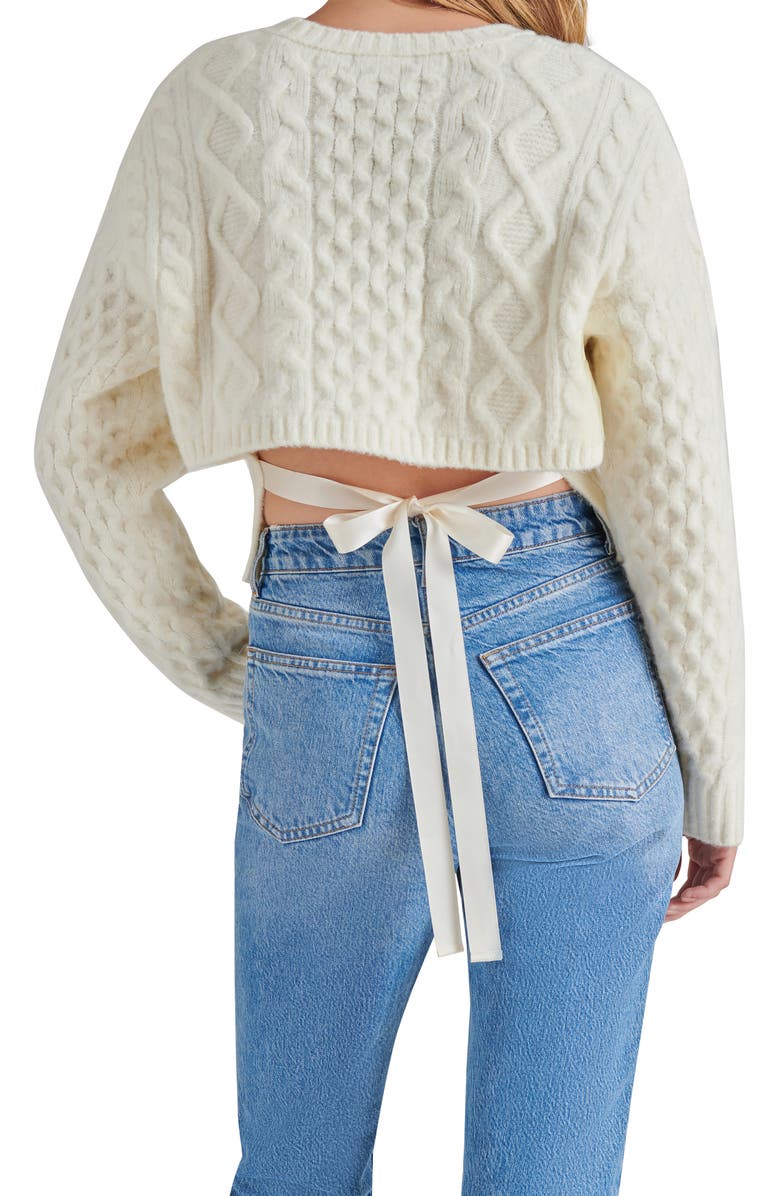 Steve Madden Kessie Tie Back Cable Stitch Sweater, Alternate, color,