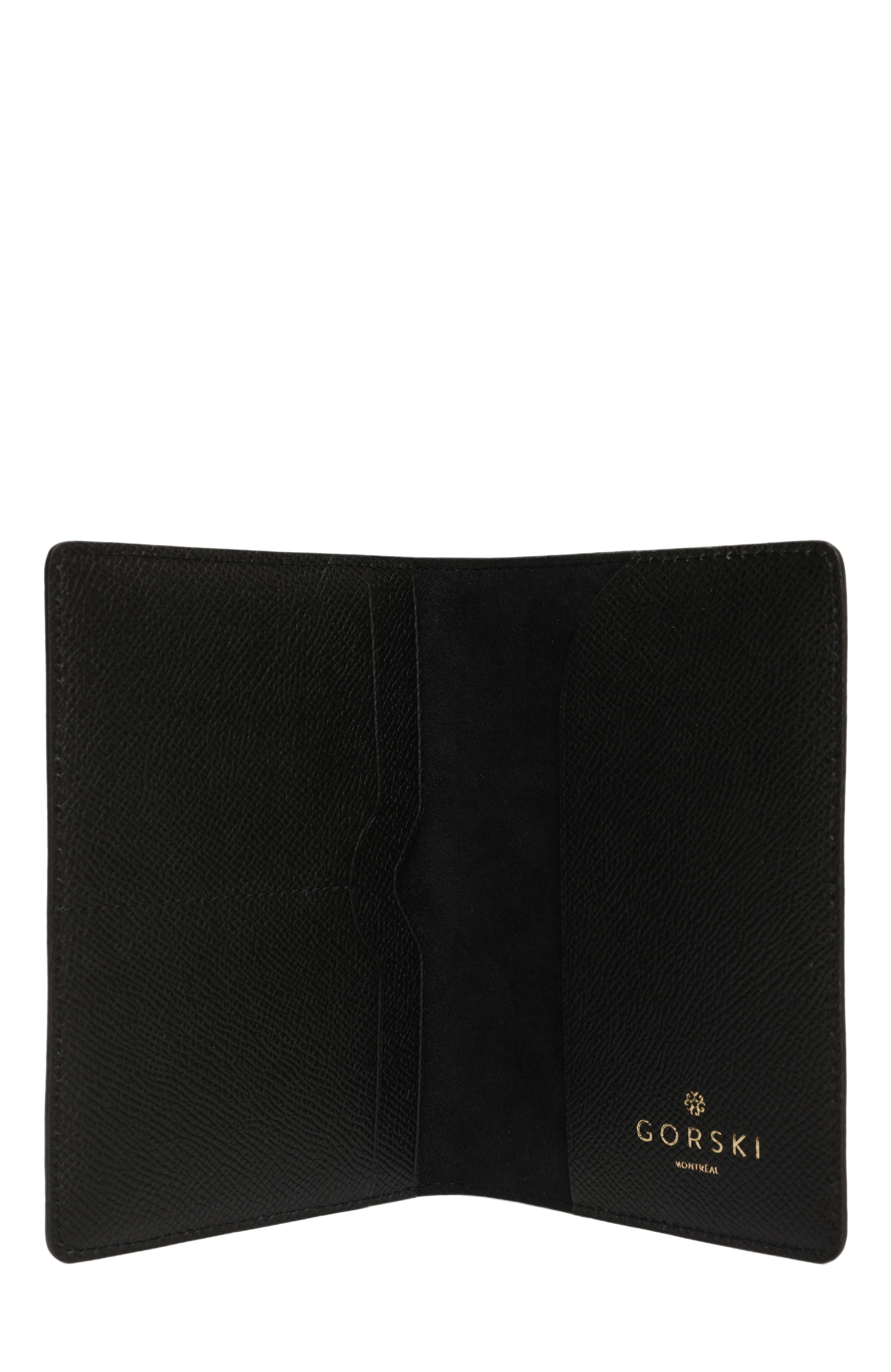GORSKI Leather Passport Cover, Alternate, color, Black