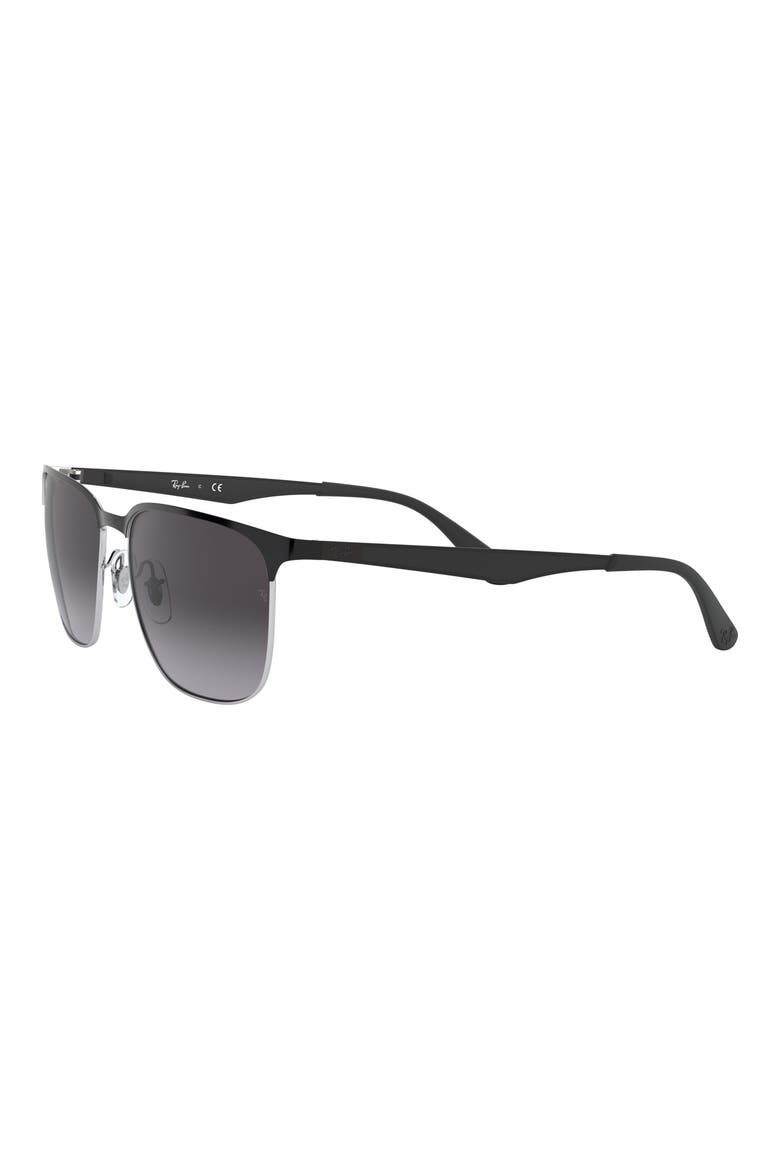 59mm Gradient Square Sunglasses, Alternate, color, BLACK SILVER