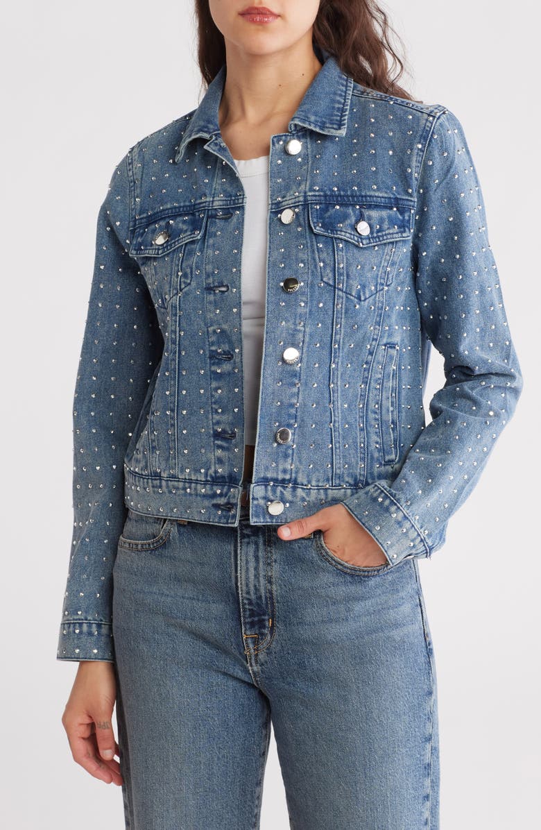 Vigoss Crystal Embellished Denim Jacket, Main, color,