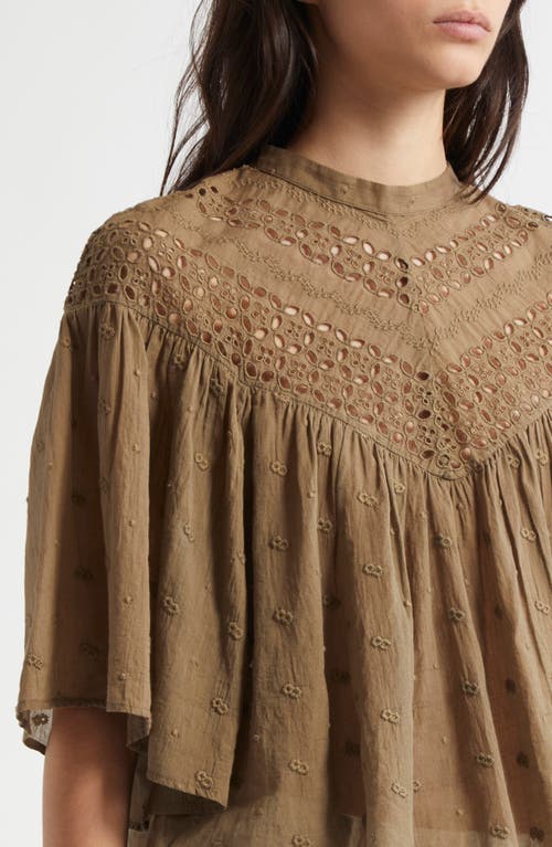 Shop Nili Lotan Mikki Eyelet Crop Top In Military Green