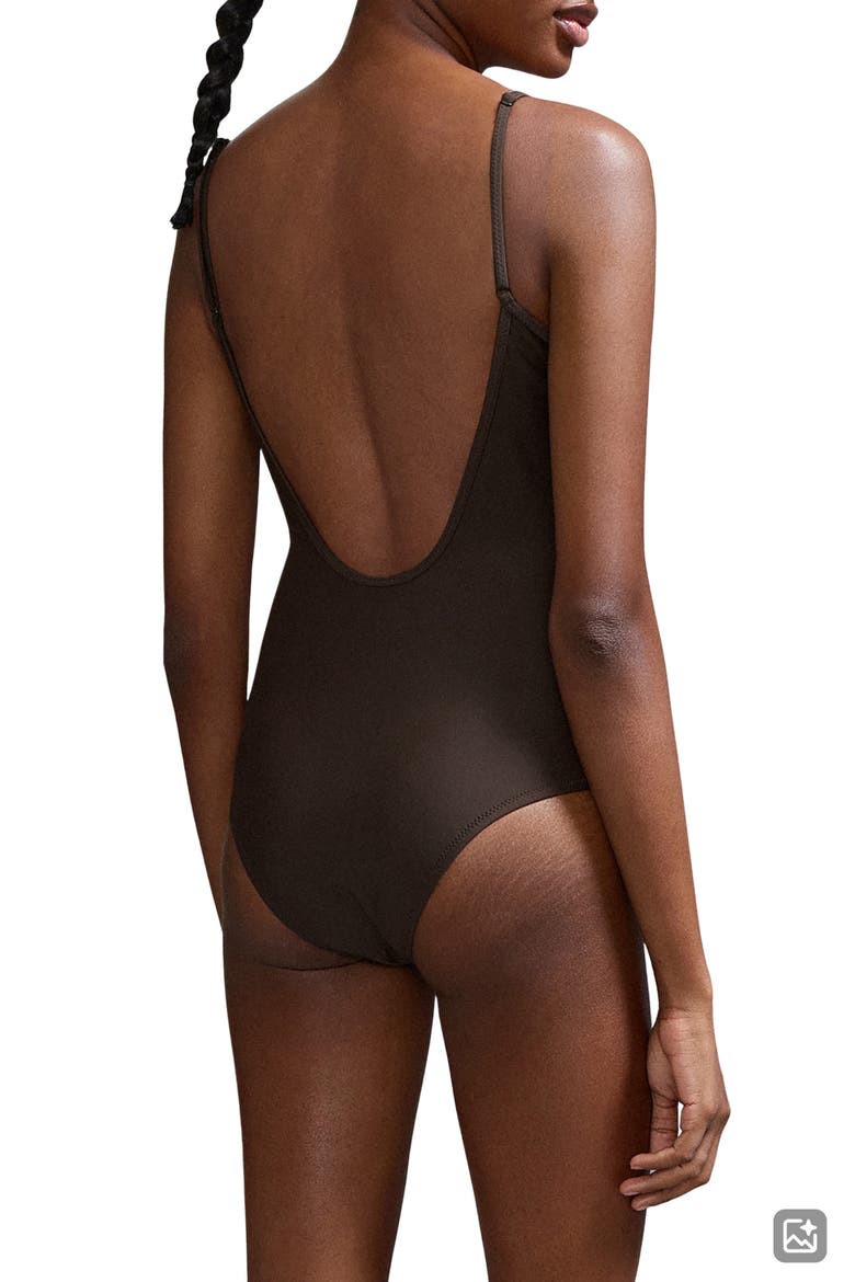 Fringe One-Piece Swimsuit, Alternate, color, BROWN
