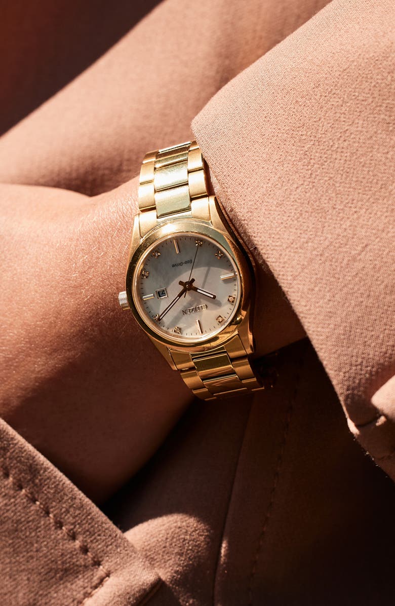 Citizen Sport Luxury Diamond Bracelet Watch, 33mm, Alternate, color, Gold-Tone