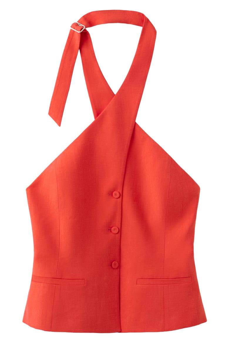 Cross Neck Halter Top, Alternate, color, CLEMENTINE