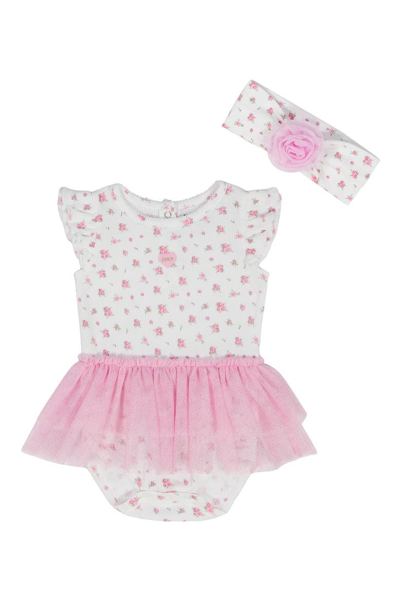 Tulle Skirted Bodysuit & Headband Set, Main, color, PINK MULTI