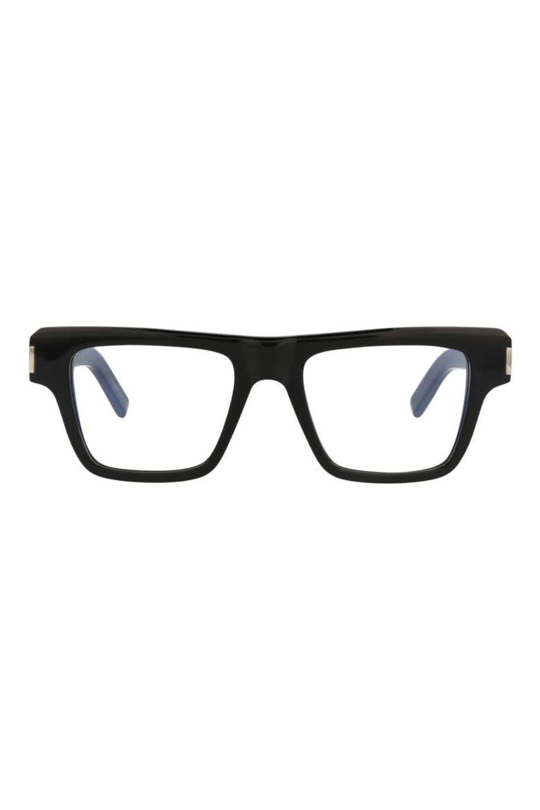 51mm Square Optical Frames, Main, color, BLACK BLACK TRANSPARENT