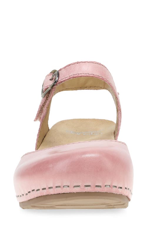 Dansko Tiffani Wedge Pump In Pink Milled Burnished