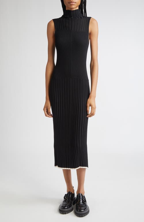 Proenza Schouler Maia Rib Midi Tank Dress In Black