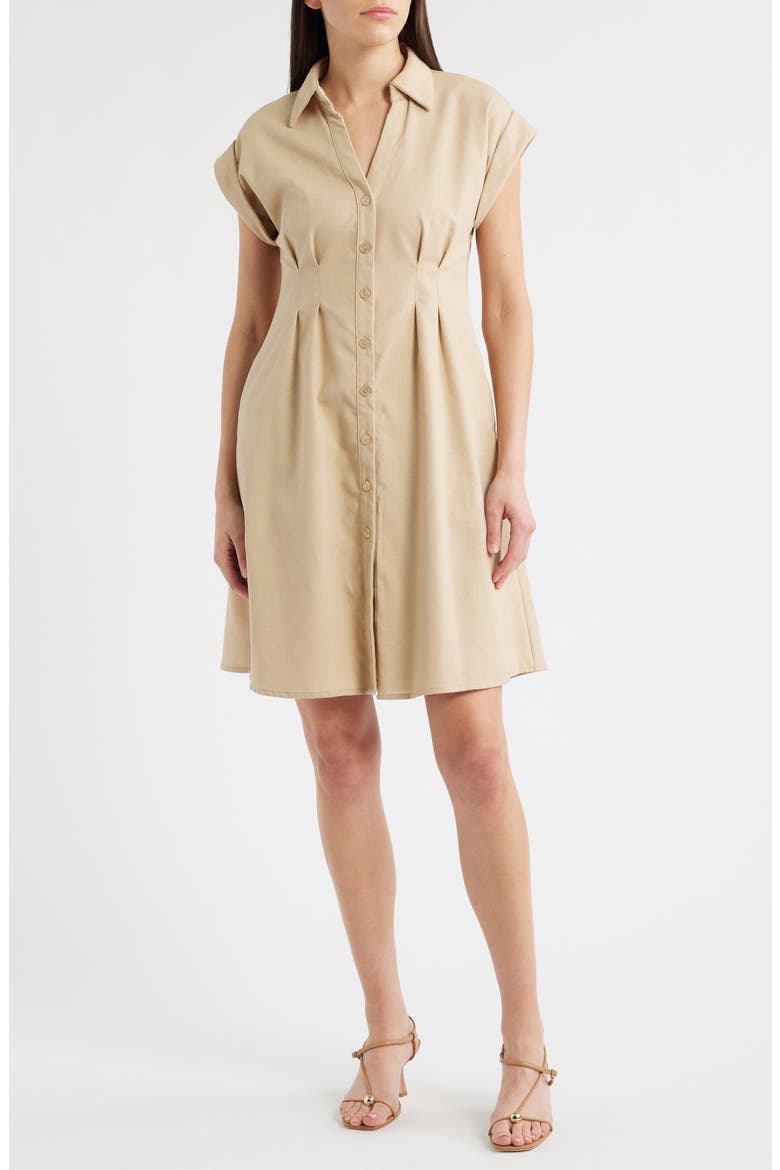 Short Sleeve Shirtdress, Main, color, KHAKI