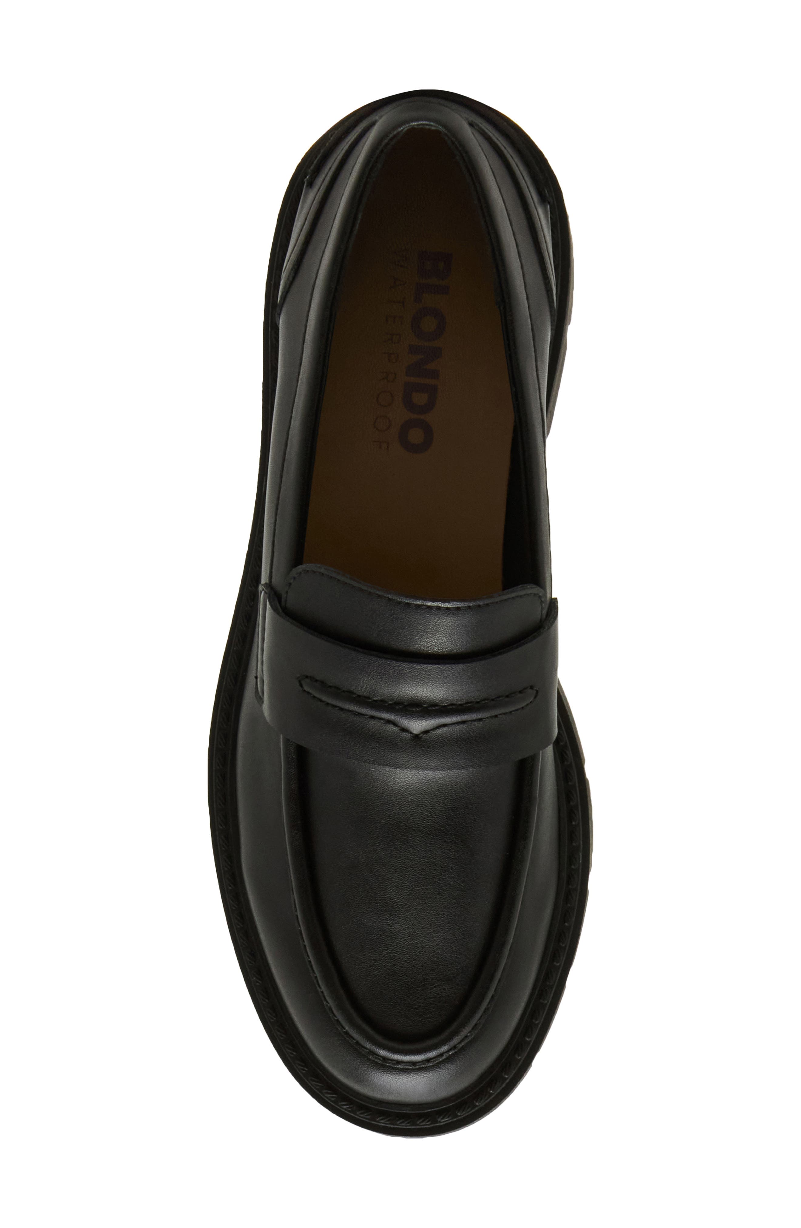 Kisha Waterproof Penny Loafer, Alternate, color, BLACK LEATHER