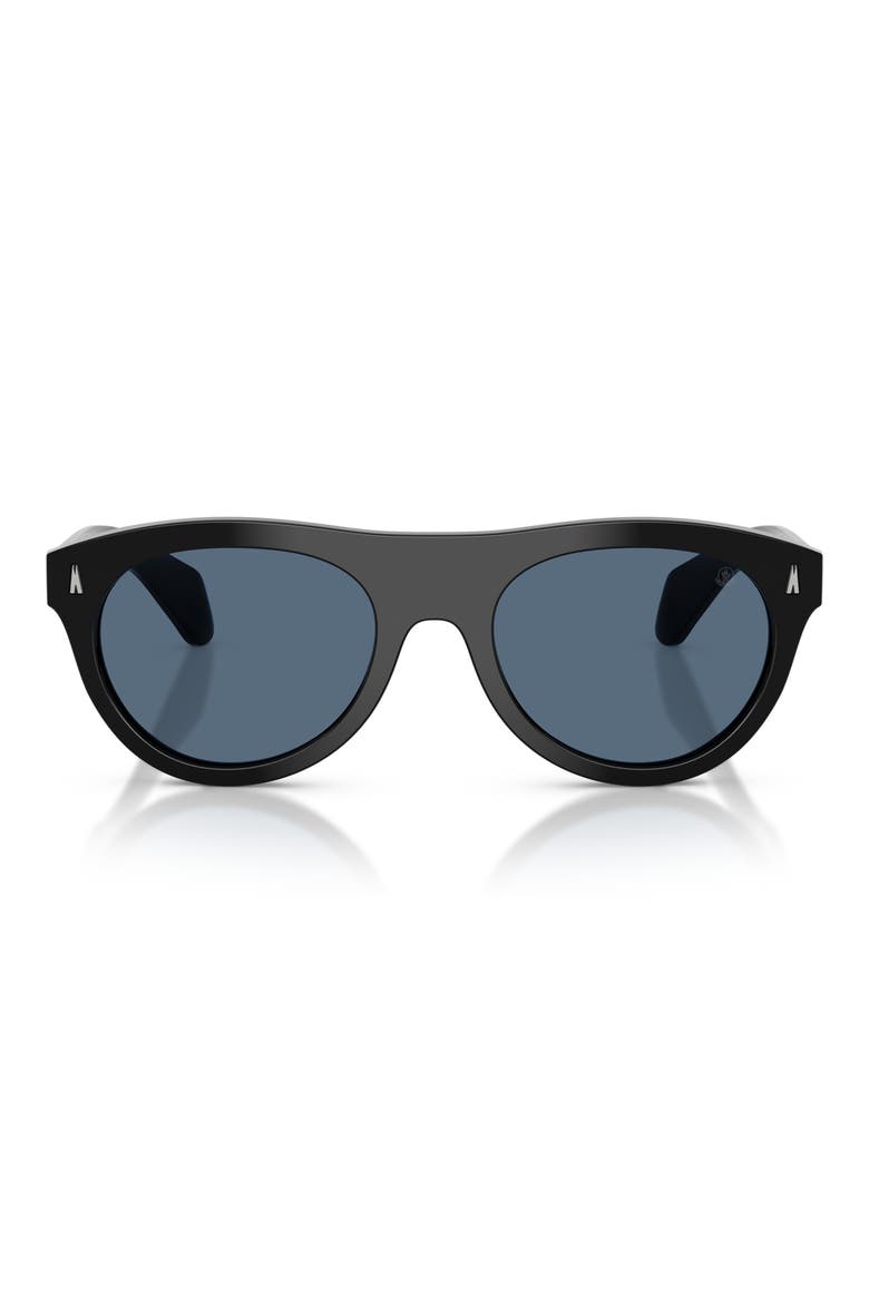 53mm Splash Oval Sunglasses, Main, color, SHINY BLACK / DARK BLUE
