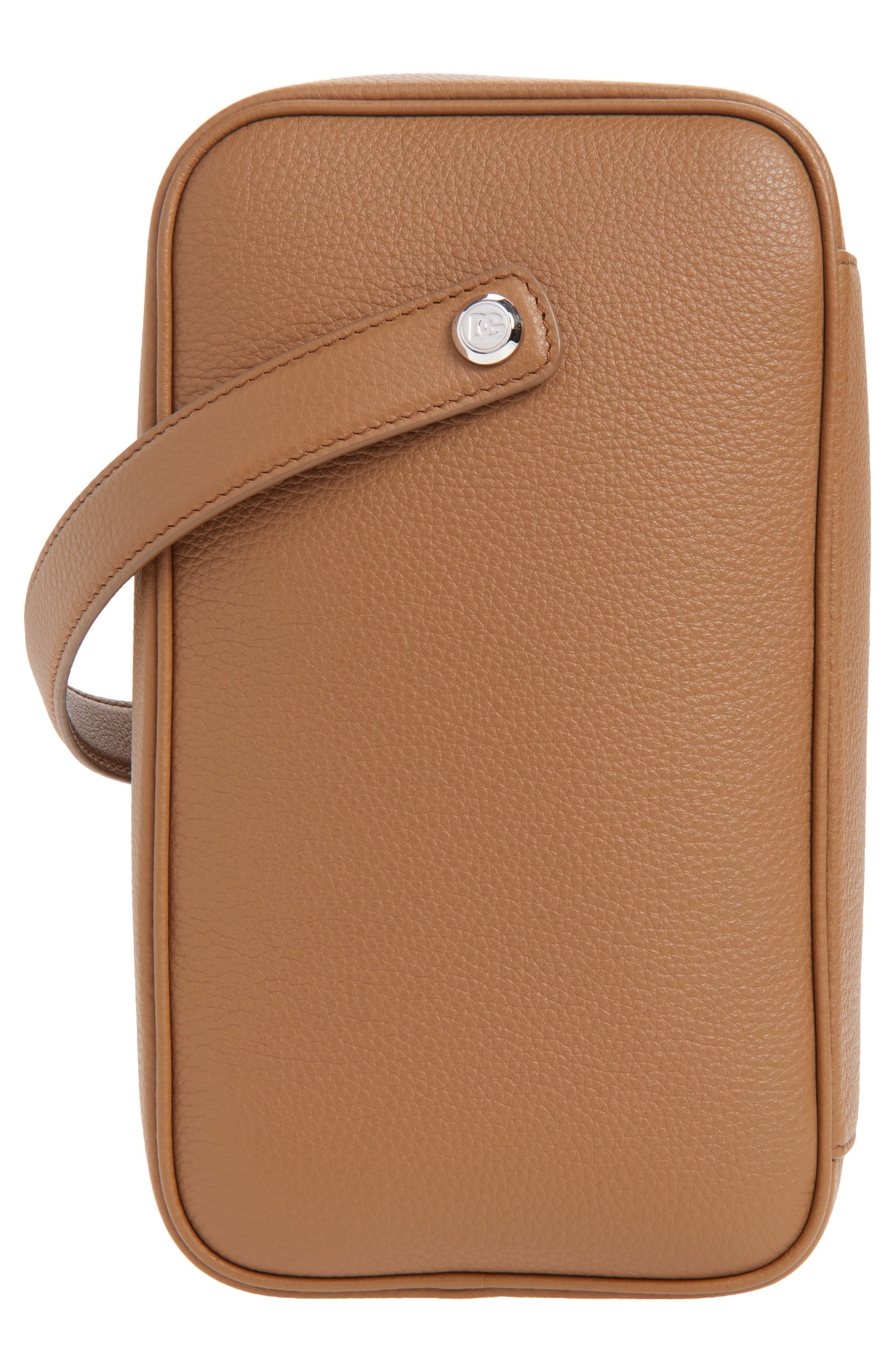 Dolce&Gabbana Lock Leather Bag, Alternate, color, Caramello