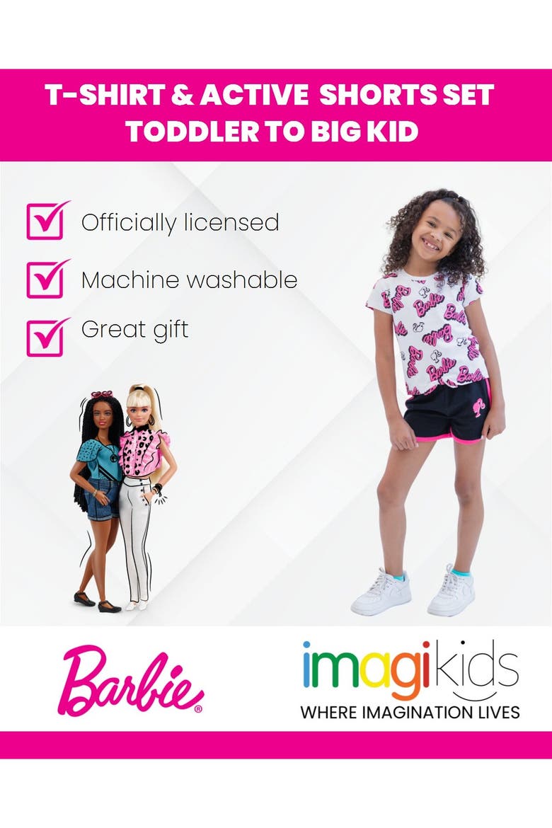 2-Piece Tee and Shorts Set, Alternate, color, Pink White Black
