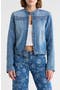 Zip Cuff Denim Moto Jacket