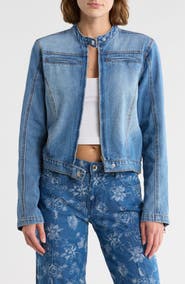 FLYING ANGEL Zip Cuff Denim Moto Jacket | Nordstromrack