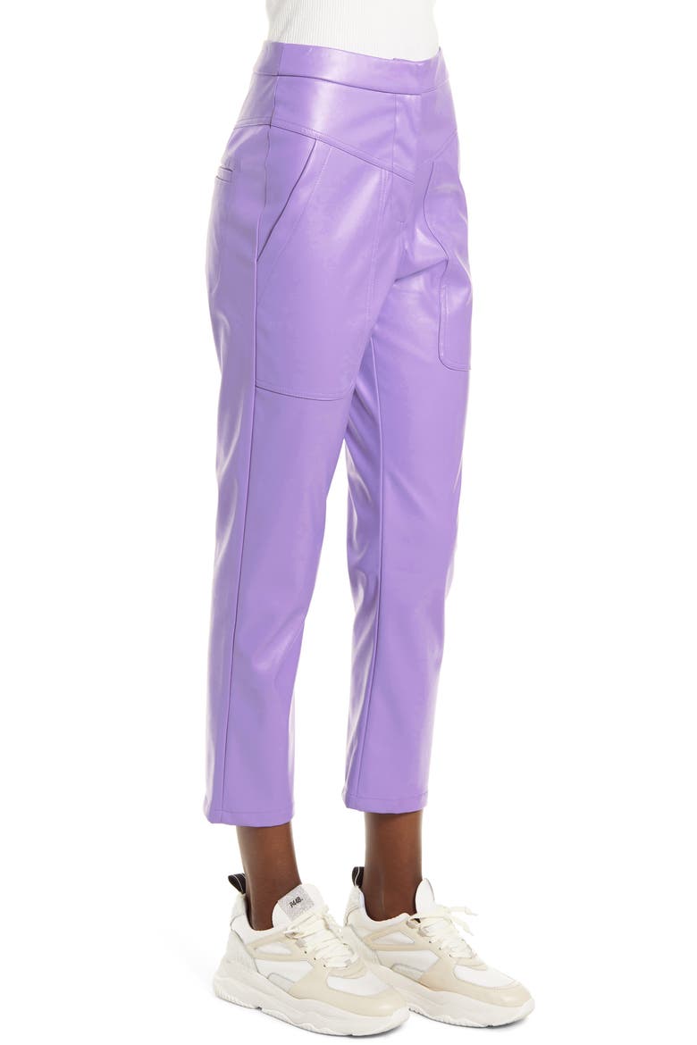 Tapered Faux Leather Trousers, Alternate, color, PURPLE