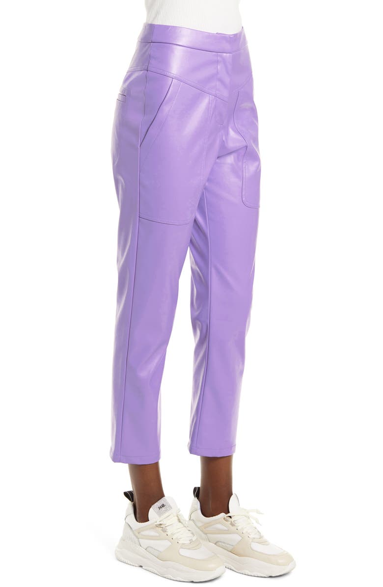 Amy Lynn Tapered Faux Leather Trousers, Alternate, color, Purple