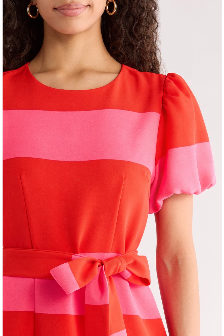 Lolli Stripe Senidy Puff Sleeve Dress, Alternate, color, FUCHSIA-RED