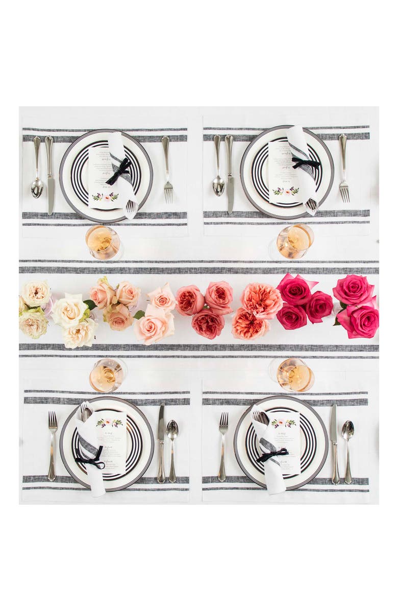 Solino Home Linen Dinner Napkins - French Stripe, 20" x 20", Alternate, color, Black And White