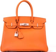 Pre-Owned Hermes Birkin Handbag Orange Epsom with Palladium Hardware 30