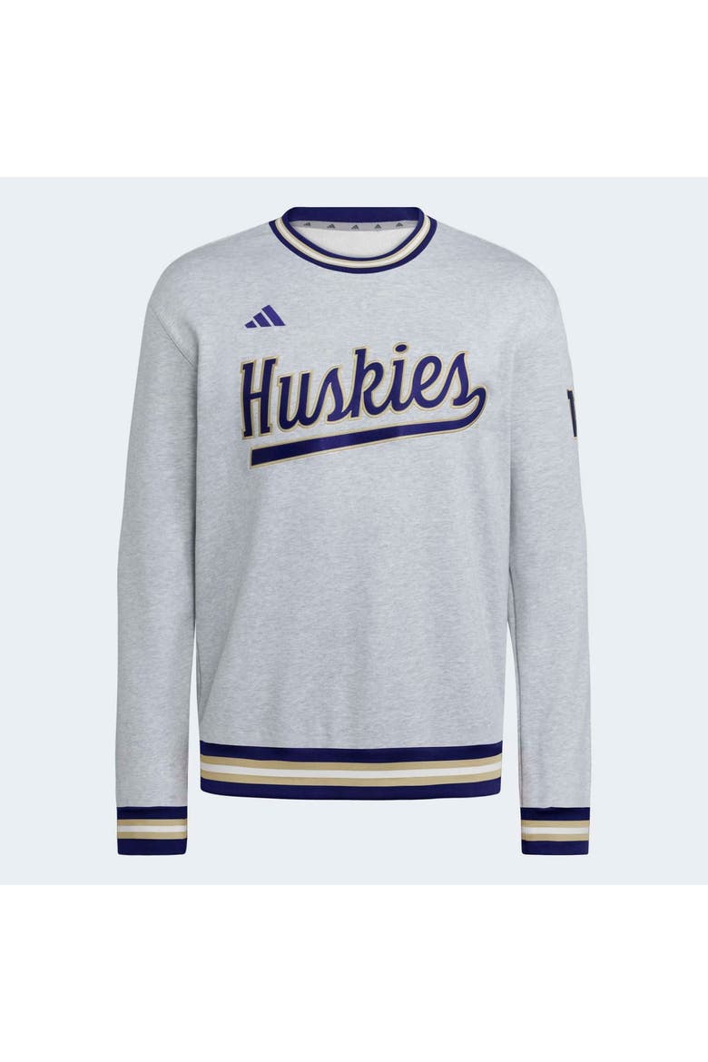 Men's adidas Gray Washington Huskies Dugout Collection Sweatshirt, Main, color, Gray