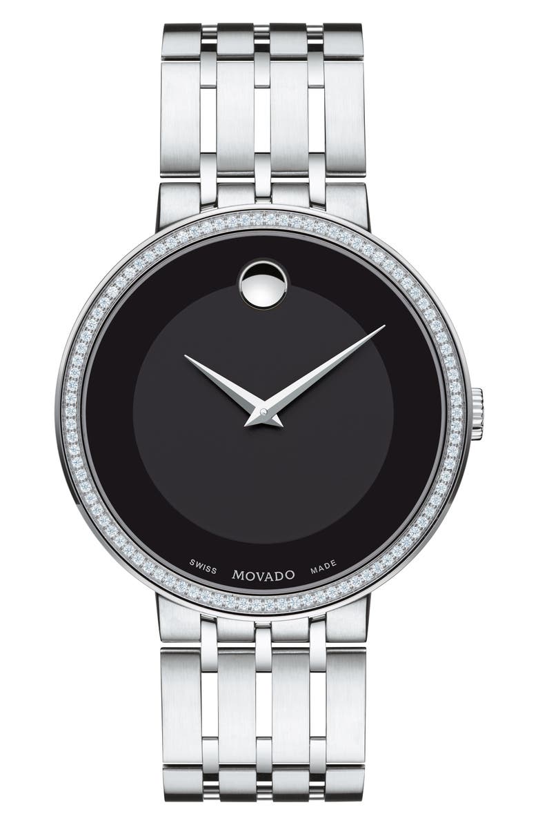 Movado Esperanza Diamond Bezel Bracelet Watch, 39mm, Main, color, 