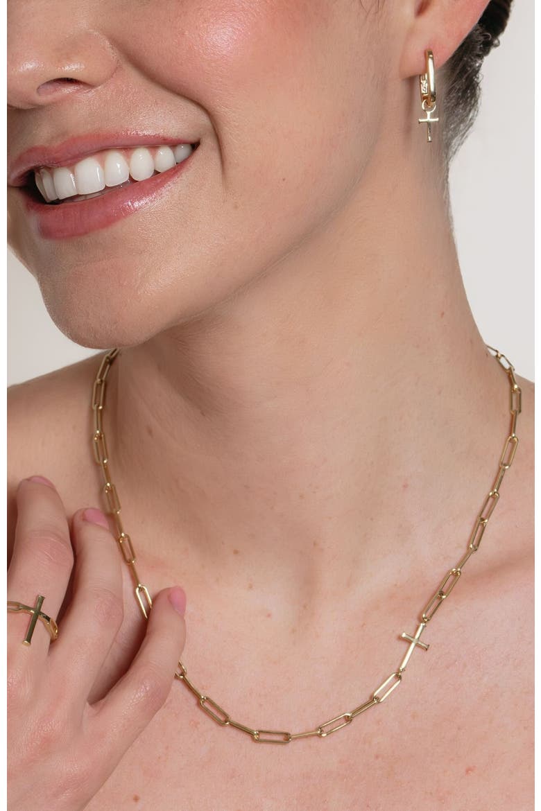 Chain Breaker U Hoop Earrings, Alternate, color, 18k Gold Plated