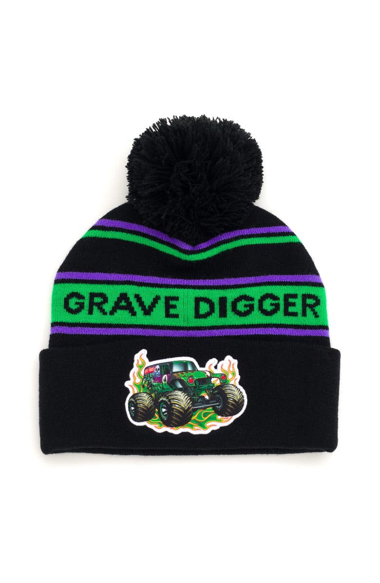 Monster Jam Toddler Boys' Knit Beanie Hat, Main, color, Grave Digger Black