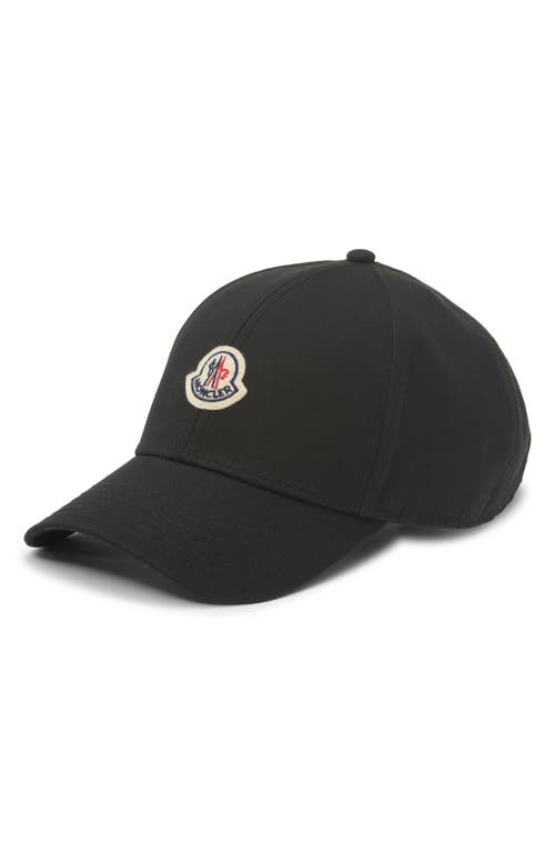 Moncler Logo Patch Adjustable Baseball Cap In Black