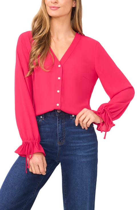 Tie Cuff Button-Up Top