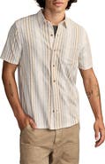 Lucky Brand Stripe Short Sleeve Cotton Blend Button-Up Shirt