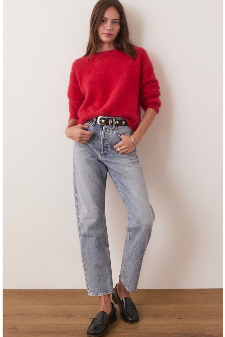 Teddy Eyelash Crop Sweater, Alternate, color, SCARLET