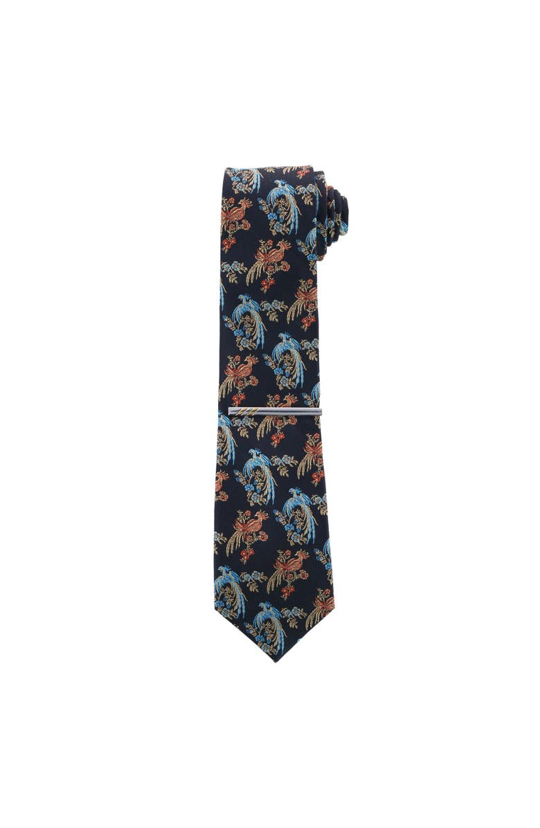 Trafalgar Rhodium and Gold Detailed Tie Bar, Alternate, color, Silver And Gold