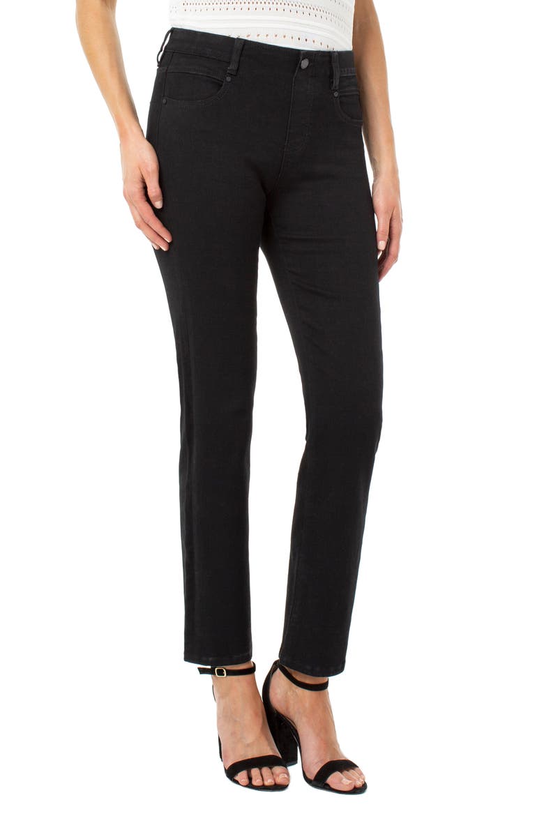 Gia Glider Pull-On Straight Leg Jeans, Main, color, BLACK