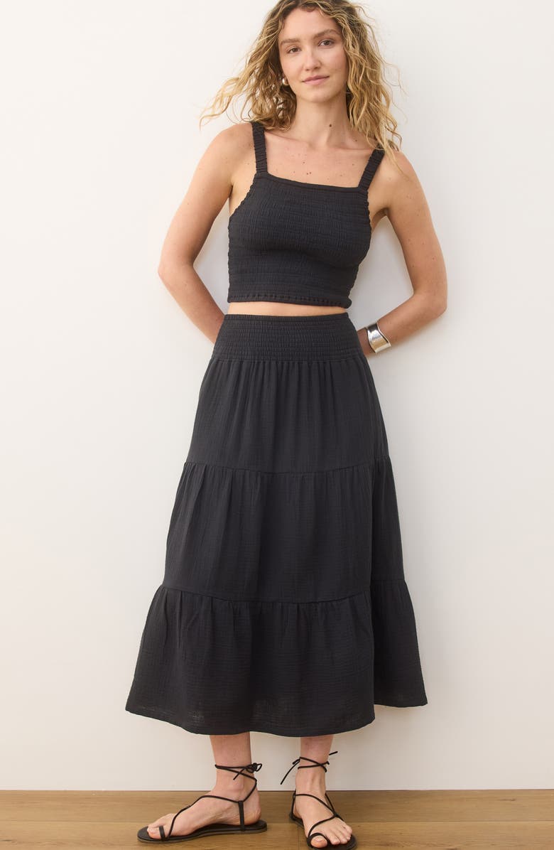 Marine Layer Corinne Double Cloth Cotton Maxi Skirt, Alternate, color, 