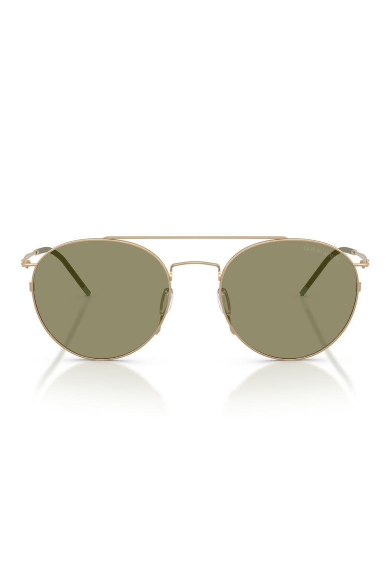 53mm Round Sunglasses, Main, color, MATTE PALE GOLD / GREEN