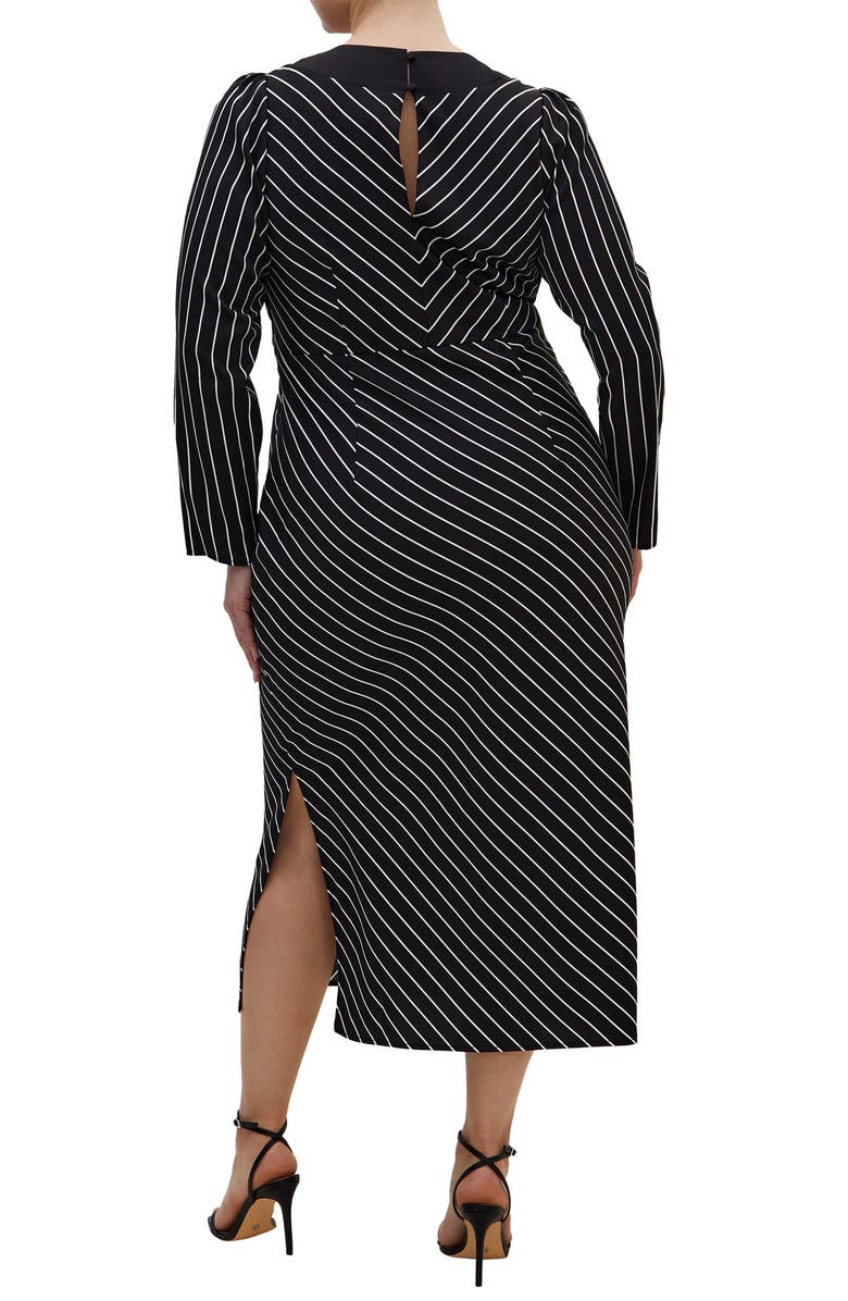 City Chic Lana Border Print Long Sleeve Maxi Dress, Alternate, color, Stripe