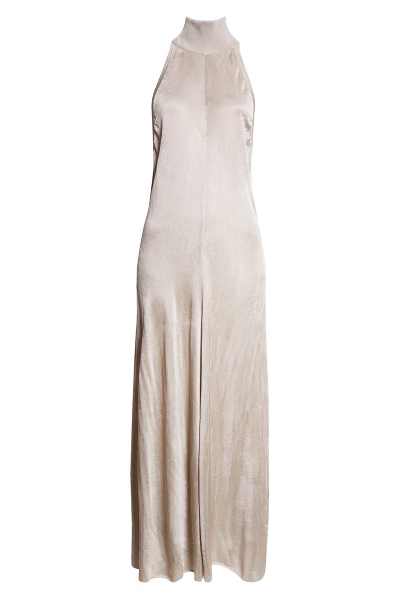 Halter Neck Knit Gown, Alternate, color, IG021 GREY SNOW
