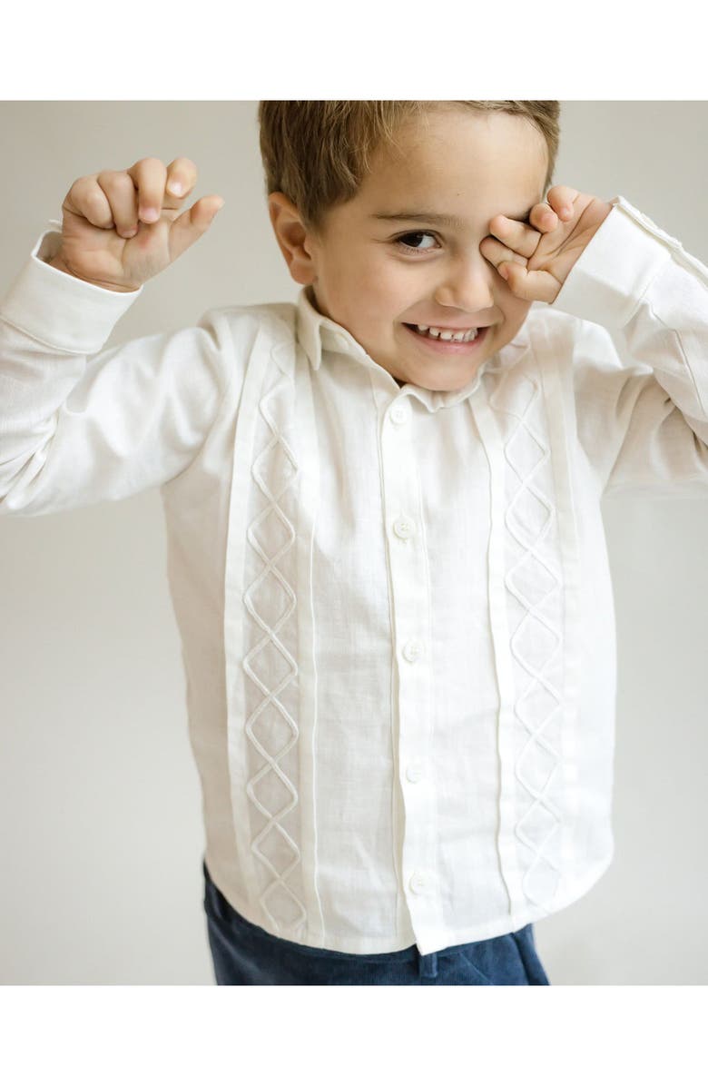 Cuclie Long Sleeve Guayabera Shirt, Alternate, color, Ivory