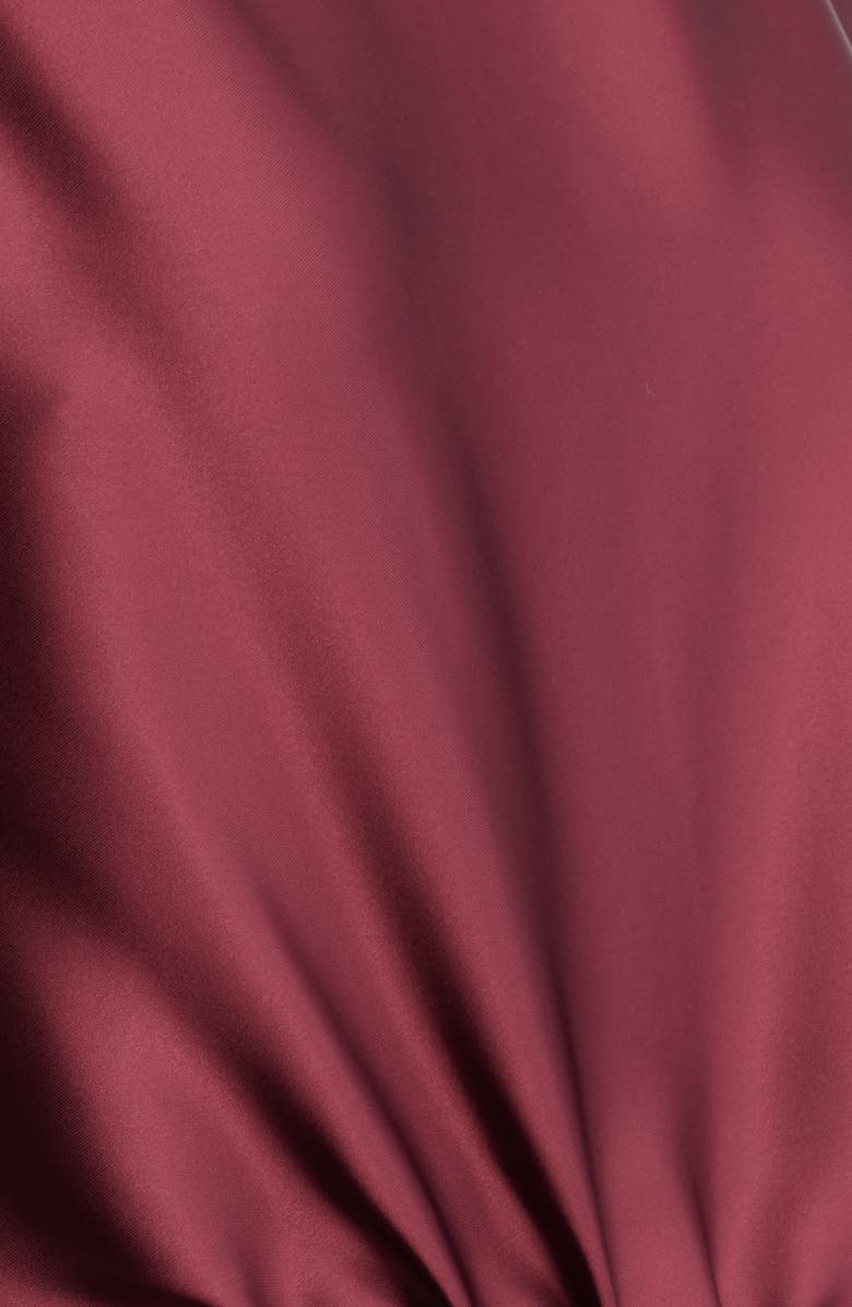 Julia Jordan Ruched Detail Long Sleeve Satin Gown, Alternate, color, Wine