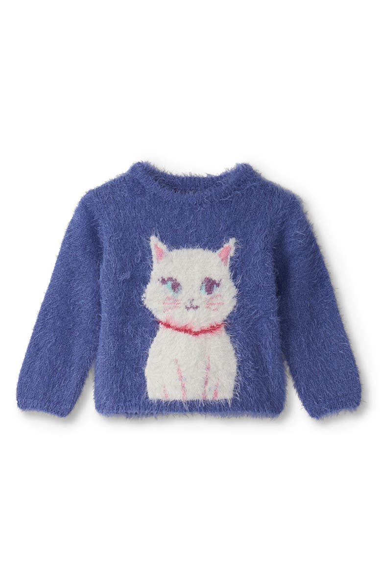 Hatley Kitty Cat Sweater, Main, color, Blue